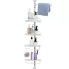 4 Tier Adjustable Telescopic Bathroom Shower Caddy Wall Corner Shelf For Storage