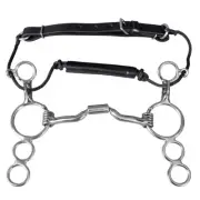 JK Bar H Equine Low Port Stainless Steel 3-Ring Combination Elevator Bit w/