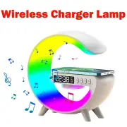 Smart Alarm Clock Wake Up Light Sound Machine Bluetooth Speaker Wireless Charger