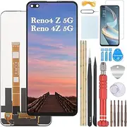 YHX-OU 6.57 Inch Black Display for Oppo Reno4 Z 5G Reno 4Z 5G CPH2065 ​LCD Display Touchscreen Replacement Screen Glass Assembly with Tool + 1 Piece Tempered Glass
