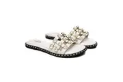 TARRAMARRA Women Leather Pearls Flat Slides Junia Cream