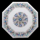 36" White Marble Console Coffee Table Multi Stone Marquetry Floral Inlay Art Dec