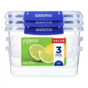 Sistema: Klip It Plus - 1L Rectangle (3-Pack)