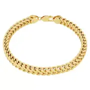 10k Yellow Gold 6mm Franco Box Square Wheat Foxtail Bracelet Chain Mens 7.5"