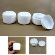 3 White 1.7 Oz Plastic Cosmetic Double Wall Cream Empty Dome Jars Container Cap