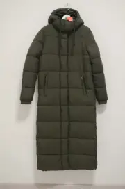 Superdry Green Touchline Padded Longline Jacket/Coat UK XS EU 36