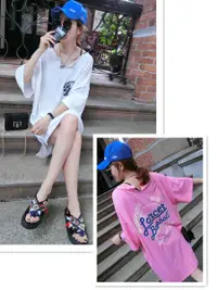 在飛比找淘寶網優惠-新款韓國夏季女裝字母印花T恤時尚個性中長款韓範短袖上衣女