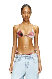[Diesel] Diesel - Bikini top with blurred print - Bras - Woman - Pink L Pink