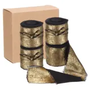 4pcs Chiffon Ribbon, 1 1/2"x5 Yard Silk Ribbon, Black Glitter Fabric Ribbon