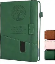 WOWOGO 2024-2025 Weekly Daily Planner Notebook, Jul 2024- Jun 2025 with Tabs Agenda, A5 Faux Leather Cover Journal for Women Men, 5.5”x 8.3”