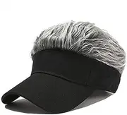 [QUROXO] Sun Visor Cap, Novelty Hair Visor Sun Cap Wig Adjustable Baseball Cap Funny Golf Hats for Men Women