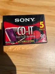 SONY CD-IT 90 Minute Normal Bias 5 Pack Slide Case Cassette Tapes Sealed NEW