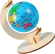 Wooden Earth Craft Kit Diy Educational Globe Toy for Boys and Girls Classroom Learning Decorative Rotatable Desk Decor