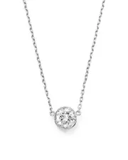 Diamond Bezel Set Pendant Necklace in 14K White Gold, .25 ct. t. w.
