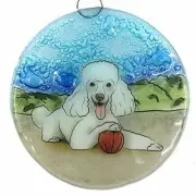 Poodle Dog Christmas Tree Ornament - Art Glass Light Catcher