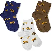 [Jefferies Socks] Little Boys' Construction Triple Treat Socks (Pack of 3)