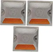 JEWEDECO 3pcs Reflective Road Markers Pavement Reflectors for Driveways Parking Lots and Campuses Easy Installation for Conditions Enhanced Safety with Filling