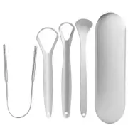 4Pcs Metal Tongue Scraper Stainless Steel Oral Cleaner Scrapers Adults Travel