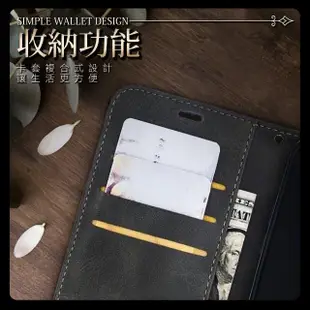 三星 Galaxy Note 9 6.4吋 復古素色可插卡翻蓋磁吸皮套支架手機殼(三星Note9手機殼)