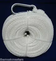 White Hollow Braided 3/8" x 100' HQ Marine Boat Dock ANCHOR LINE w/ Spring Hook