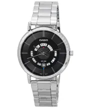 Casio Analog Stainless Steel Black Dial Day/Date Quartz MTP-B135D-1A Mens Watch