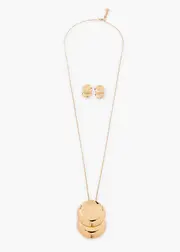 [Taking Shape] Taking Shape Disc Necklace & Earring Set in Gold - Women's Accessories Gold