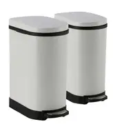 SOGA 2X Foot Pedal Stainless Steel Rubbish Recycling Garbage Waste Trash Bin U White 10L