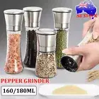 Stainless Steel Salt And Pepper Grinder Manual Ceramic Mills Glass Kitchen 2size