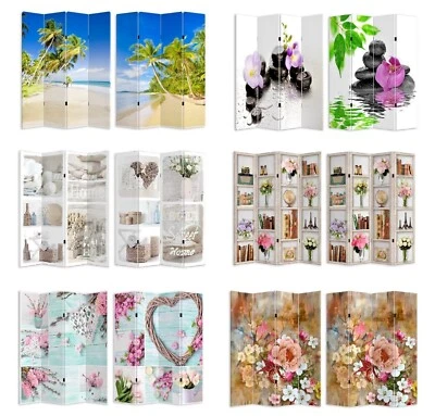180cm 4 Panels Canvas Room Divider Screen Foldable Double Sides Divider