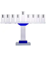 BT Shalom Crystal Menorah Symmetrical With Blue Color Crystal