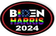 Biden Harris 2024 Lgbtq Democrat Oval Magnet