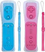 Tevodo Wii Remote Controller, 2 Packs Upgrade Wii Wireless Controller Compatible with Wii Wii U(blue and pink)
