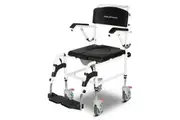Equipmed Commode Shower Chair, Over Toilet or Bedside 136kg Capacity Aluminium frame with Wheels, Black