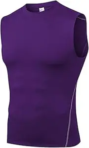 [SANANG] Men's Gym Fitness Tank Tops, Sports Tights Training Vest, Gym Running Compression Sleeveless Shirt, White