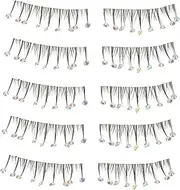 Ipetboom 10Pcs Decorative False Eyelashes with Rhinestones Natural Looking Lash Bulk for Parties Daily Wear Special Occasions Easy to Apply Comfortable Reusable