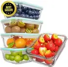 5-Pack 1040ml Glass Food Storage Containers w/ Airtight Plastic Lids - Meal Prep
