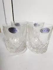 Set of 4 Crystal Toscany Double Old Fashioned Whiskey Glasses Czech Republic New