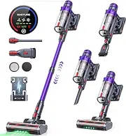 Cordless Vacuum Cleaner, 550W/45KPA 60Min Stick Vacuum, Aroma Function, Self-Stand Vacuum Cleaner with Auto Mode, Wall-Mount Charging, Touchscreen, Anti-Tangle Vacuum for Pet Hair/Hardfloor/Carpet