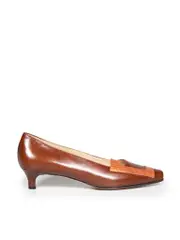 Brown Leather Court Pumps