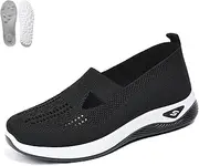 [Generic] Orthowalkway Womens Shoes, Spring Summer Breathable Cut-Out Sneakers Casual Slip on Walking Lightweight Outdoor Flat Shoes