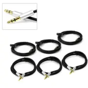 3X 3.5MM AUX EXTENSION AUDIO STEREO CABLE CORD BLACK/SILVER IPHONE 5 4 IPOD NANO