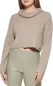 [DKNY] Women's Turtleneck All-Day Comfort Cropped Sportswear Sweater
