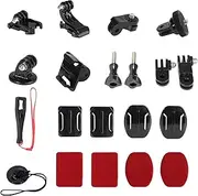 Universal Action Camera Accessory Kit for GoPro Hero 11 10 9 8 7 6 5 Blcak Go pro Max Insta360 One R/X2/X3 DJI OSMO Action 2 3 AKASO Sony APEMAN Sports Cam, Helmet Base Adhesive Tripod Adapter Mount