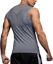 [DISPRA] Compression Shirts for Men | Tummy Control Compression Tank Top Body Slimming Shaper Vest | Skin-Friendly Sleeveless Vest with Ionic Fabric Running Vest