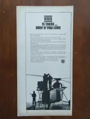 1966 USO Helicopter Photo Official Fundraising Promo Vintage Magazine Print Ad