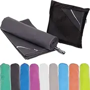 Mach1 Pack of 2 30 x 50 cm Microfibre Sports Towel Anthracite - Compact & Quick Drying - Microfibre Towels - A Perfect Sports Towel, Travel Towel, Beach Towel