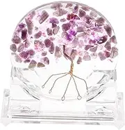 HOOTNEE Crystal Tree Decor Natural Amethyst Resin Tree with Base Ornament for Home Office and Living Decoration Present Choice