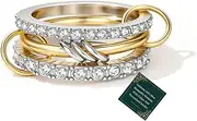 [GAOKOXI] Chunky Gold and Silver Statement Rings Set for Women Gold Stackable Knot Rings Non Tarnish Vintage Gold Cubic Zirconia Ring Trendy Costume Jewelry