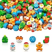 300 Pieces Christmas Mini Erasers Assortment Snowman Elk Christmas Tree Erasers Pencil Erasers Bulk for Party Favor Gift Filling Home School Work Reward