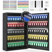 VEVOR 200-Key Cabinet, Key Lock Box with Adjustable Racks, Security Key Storage Box Steel, Key Organizer with 200 Colorful Key Tags and 4 Record Cards
